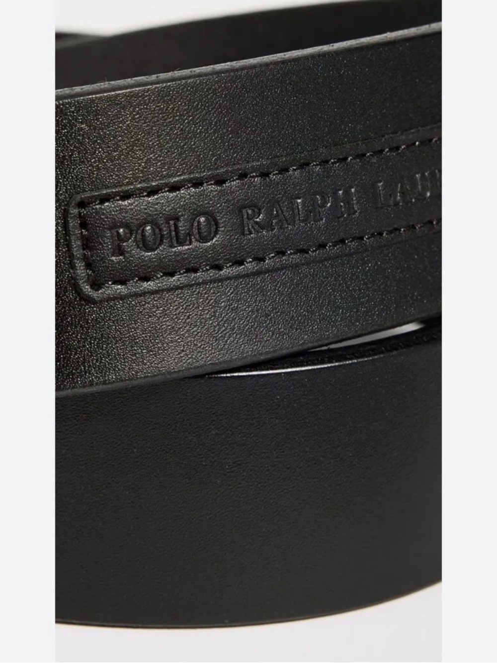 Polo by Ralph Lauren Black Leather Men’s Belt with Embossed Logo